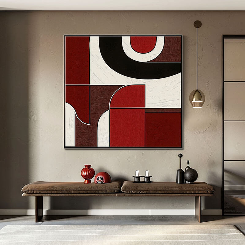 Original Abstract Art Painting - Composition with Red and Black - Hues Art lab