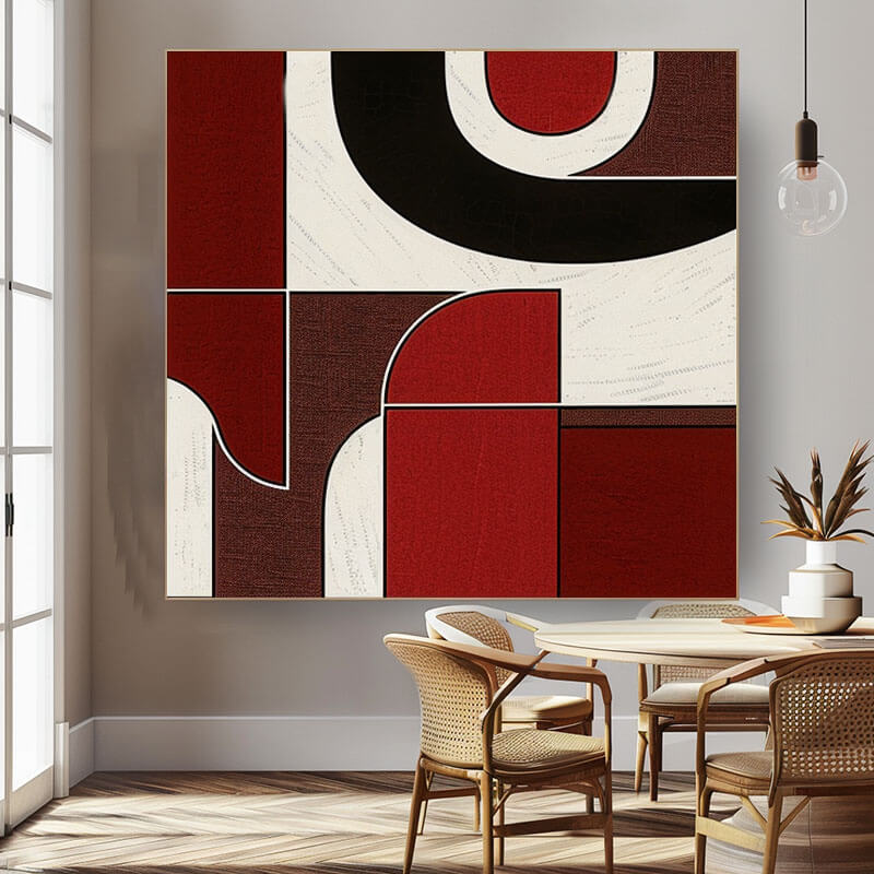 Original Abstract Art Painting - Composition with Red and Black - Hues Art lab