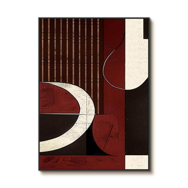 Original Abstract Canvas Art Painting - Composition with Red and Black - Hues Art Lab