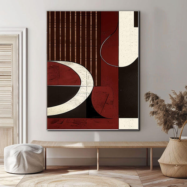 Original Abstract Canvas Art Painting - Composition with Red and Black - Hues Art Lab