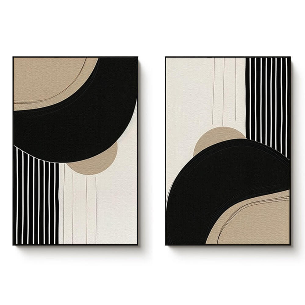 Modern Minimalist Canvas Art Set of 2 - Contrast and Confluence - Hues Art Lab