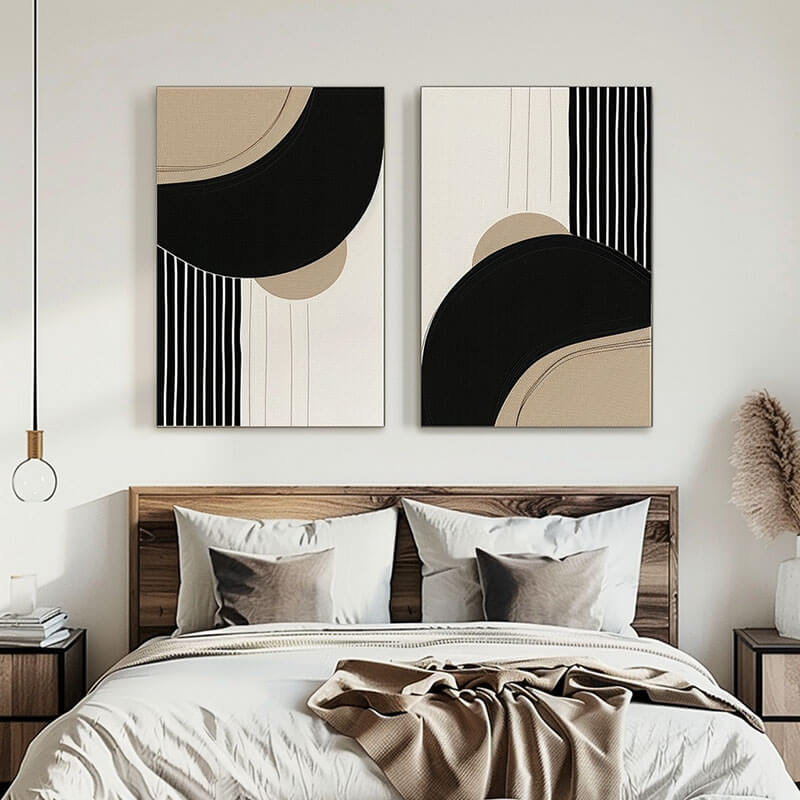 Modern Minimalist Canvas Art Set of 2 - Contrast and Confluence - Hues Art Lab