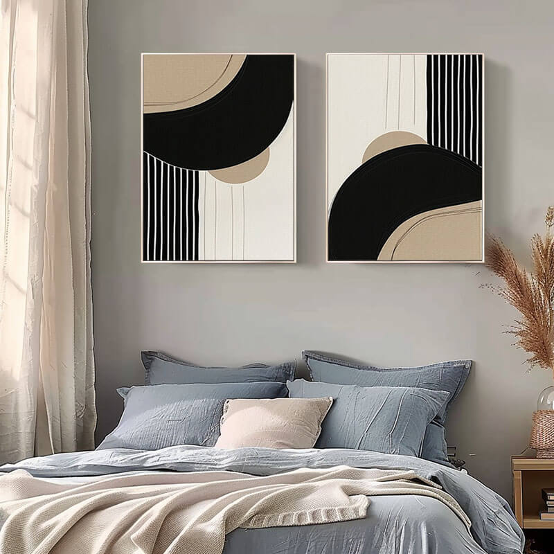 Modern Minimalist Canvas Art Set of 2 - Contrast and Confluence - Hues Art Lab