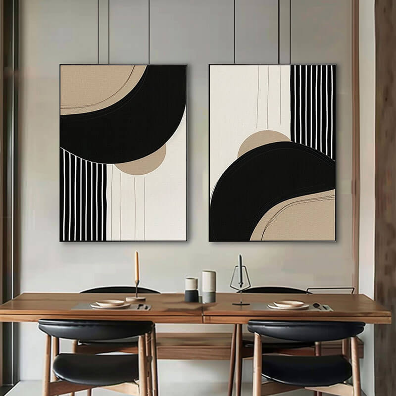 Modern Minimalist Canvas Art Set of 2 - Contrast and Confluence - Hues Art Lab