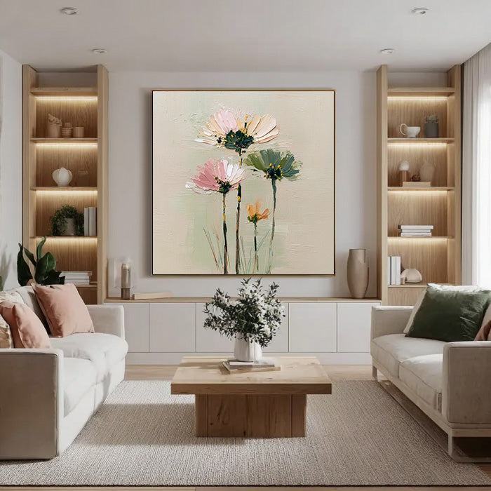 Cosmos Under the Sun large luxury flower wall art for home decor