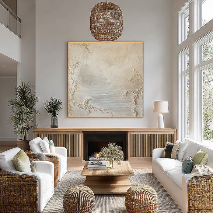 Cream and Caramel textured painting with creamy layers and caramel accents
