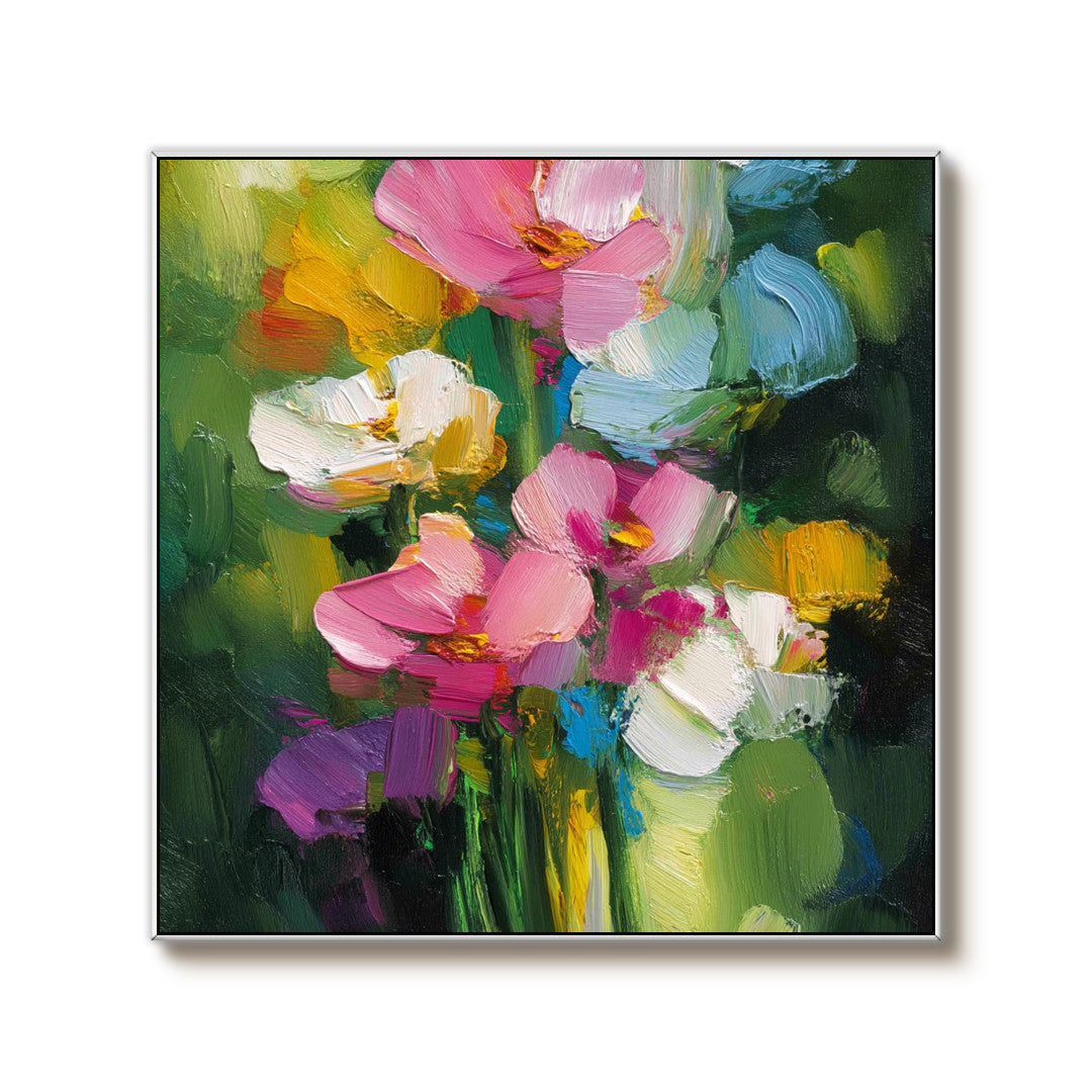 Dance of Flowers and Leaves floral artwork with moving petals and leaf forms