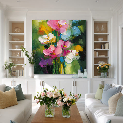 Dance of Flowers and Leaves gallery view of impasto floral canvas art