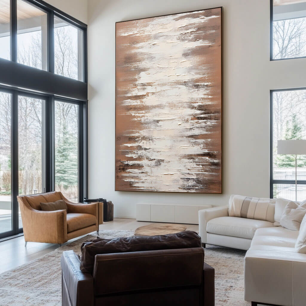 Original Brown Textured Abstract Art - Dappled with Light - Hues Art Lab