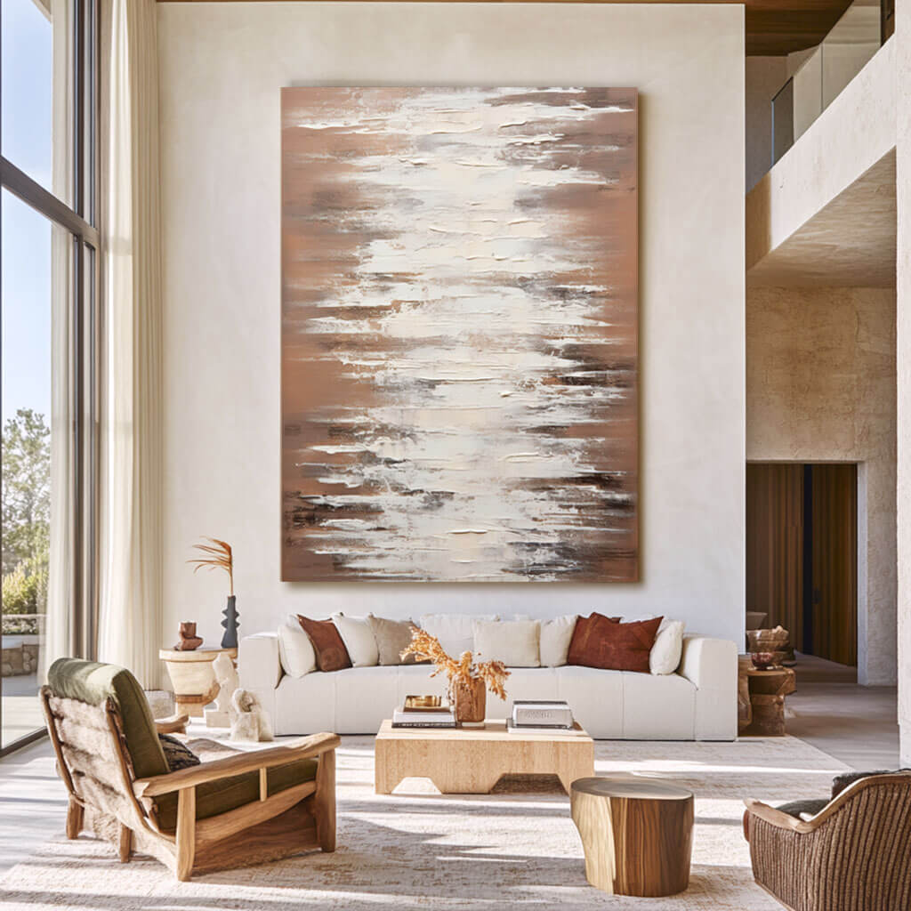 Original Brown Textured Abstract Art - Dappled with Light - Hues Art Lab