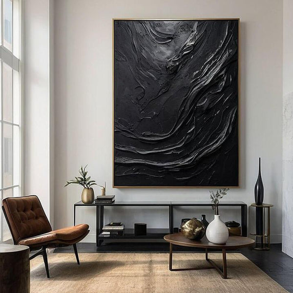 Darkness - Abstract Art Painting in Black - Hues Art Lab