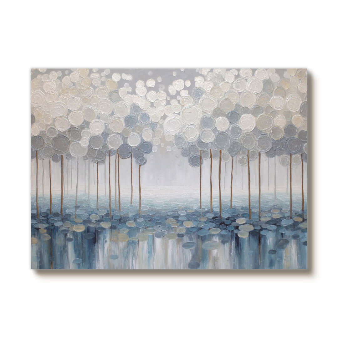 Deep Woods white forest wall art with abstract woodland atmosphere