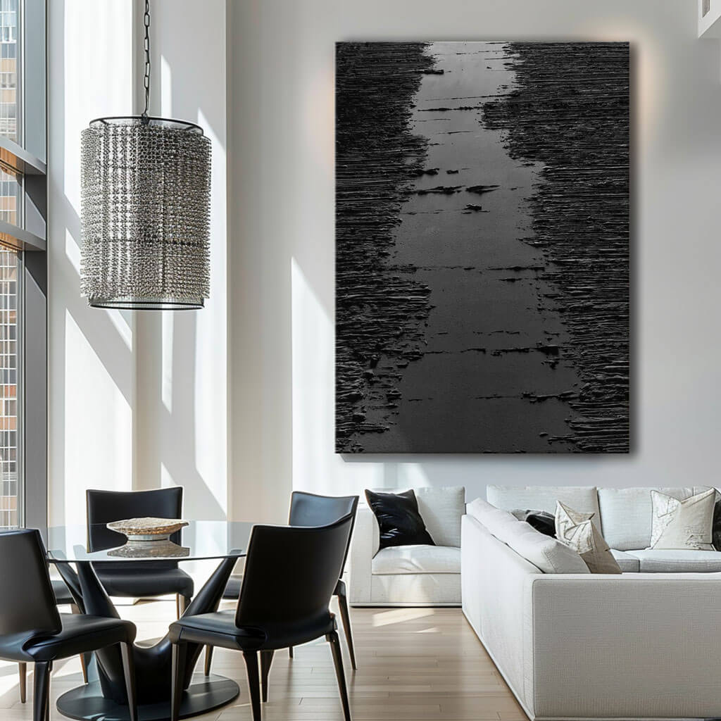 Black Minimalist Wall Art Painting - Dial Tone - Huesartlab