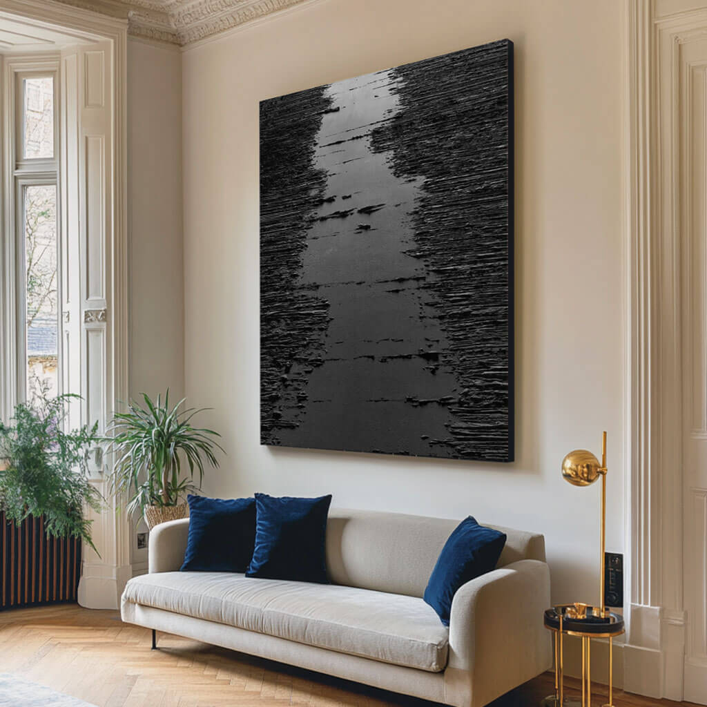 Black Minimalist Wall Art Painting - Dial Tone - Huesartlab