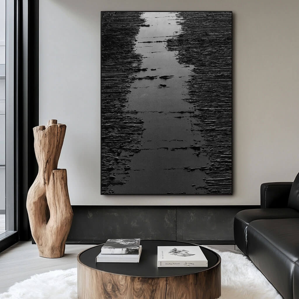 Black Minimalist Wall Art Painting - Dial Tone - Huesartlab