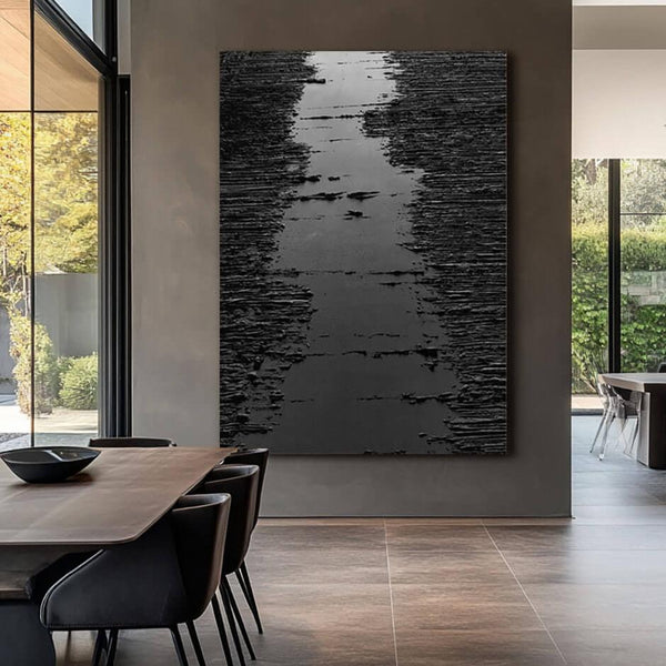 Black Minimalist Wall Art Painting - Dial Tone - Huesartlab