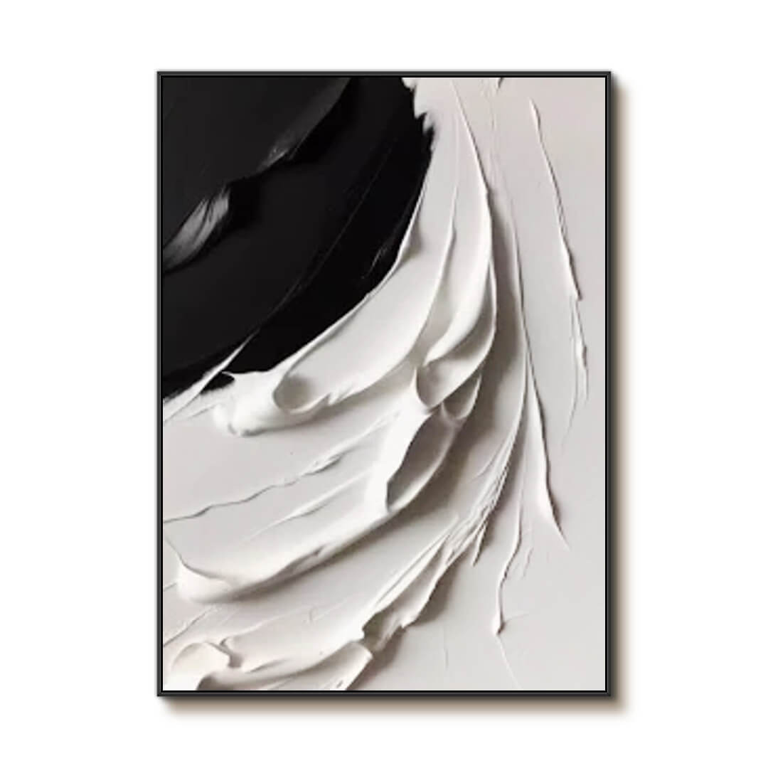 Black and White 3D Textured Abstract Oil Painting on Canvas - Diffuse - Hues Art Lab