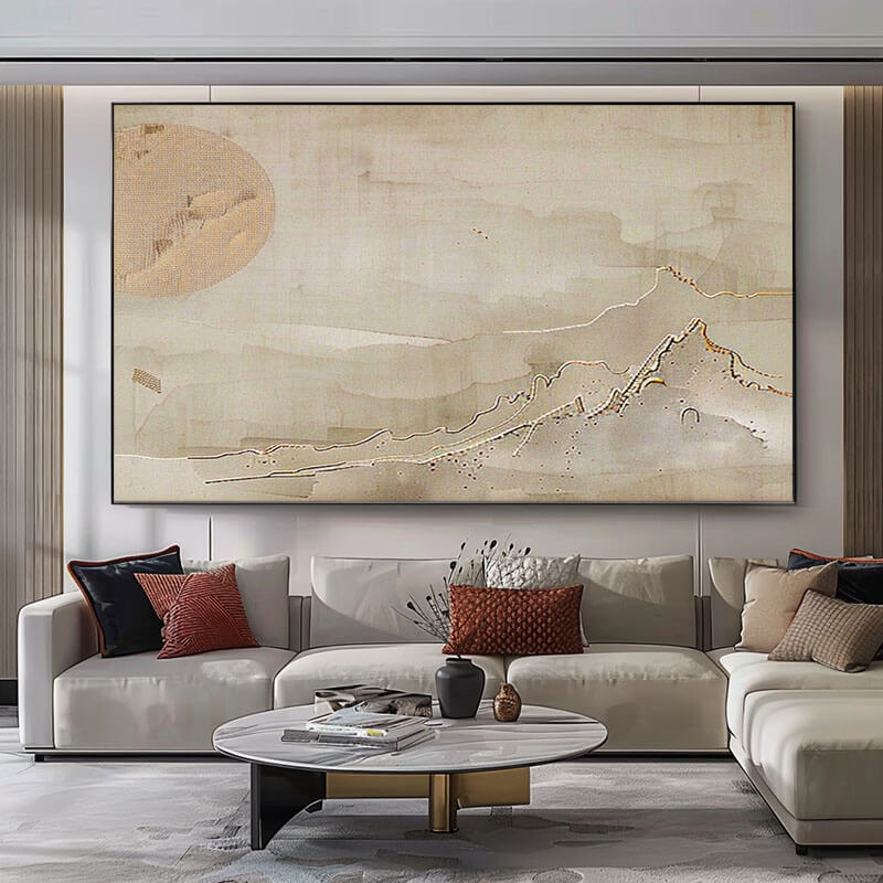 Large Wabi Sabi Abstract Wall Art Painting - Distant Vistas I - Hues Art Lab