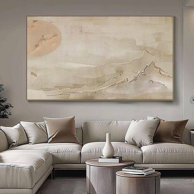 Large Wabi Sabi Abstract Wall Art Painting - Distant Vistas I - Hues Art Lab