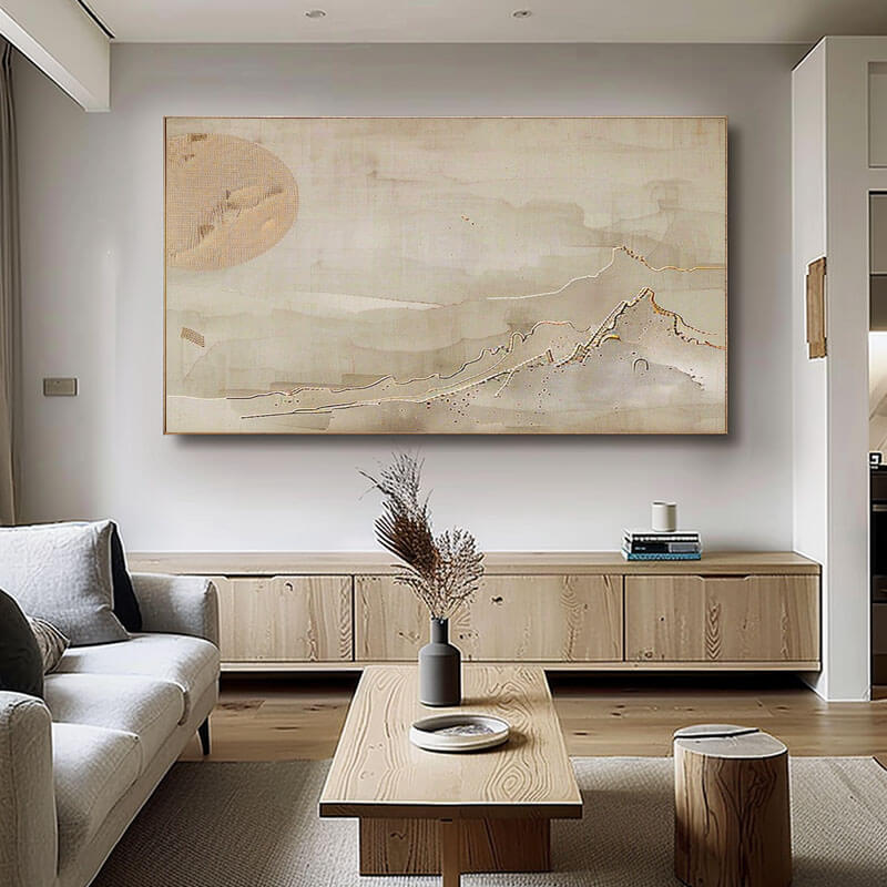 Large Wabi Sabi Abstract Wall Art Painting - Distant Vistas I - Hues Art Lab