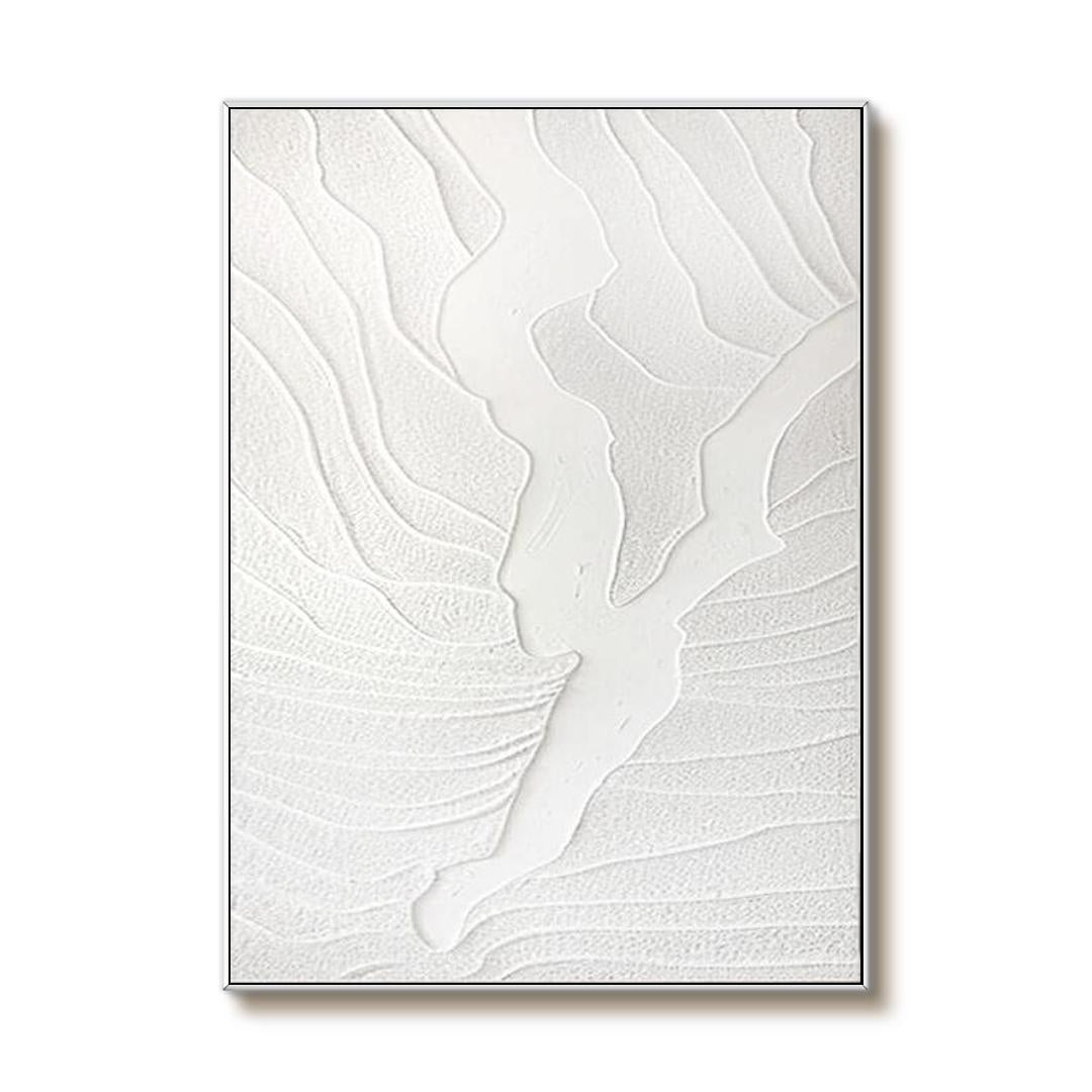 White Minimalist Textured Wall Art Painting - Divide - Hues Art Lab