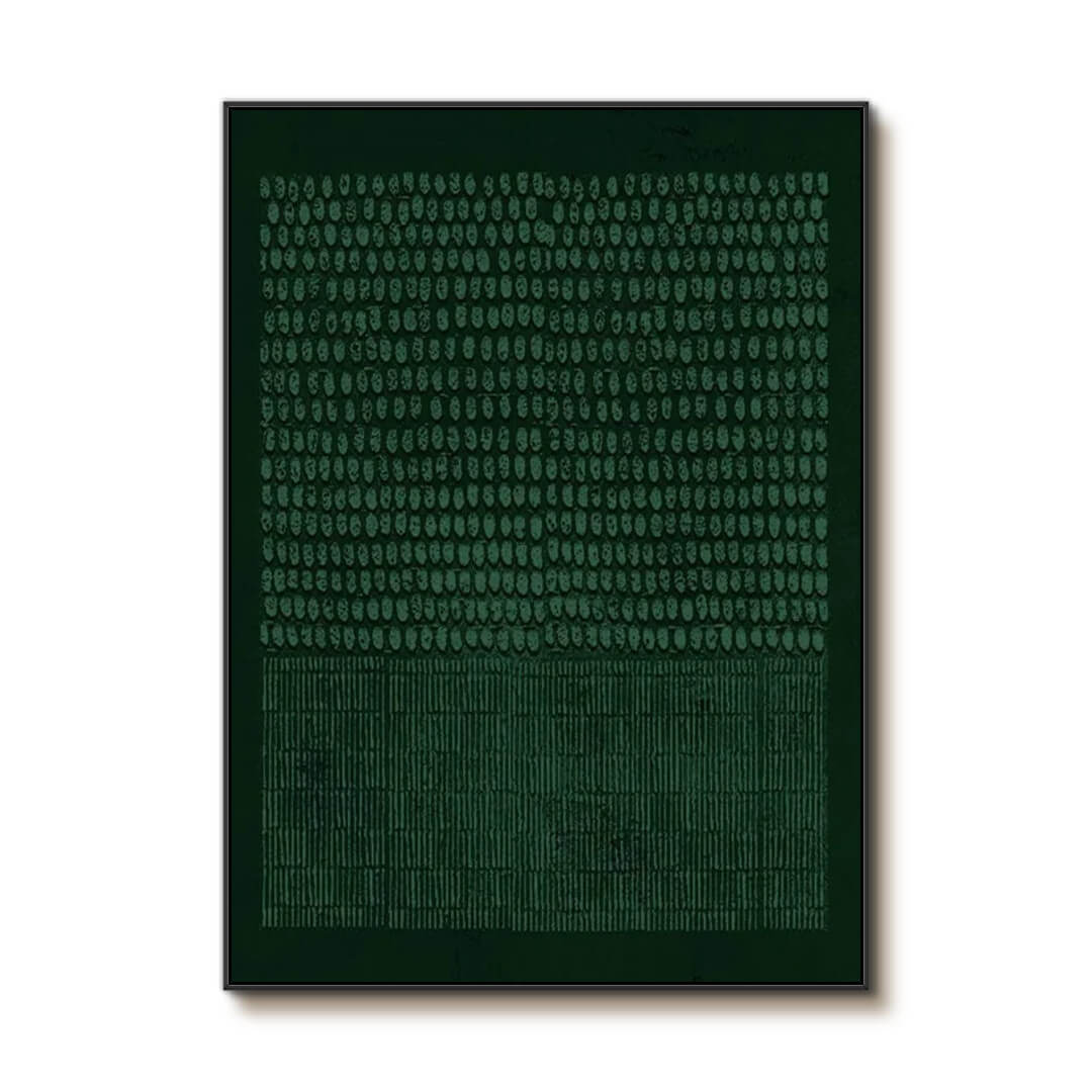 Wabi Sabi Green Textured Hand-Painted Canvas Oil Painting - Large Wall Art for Living Room Decor - Dots And Blocks - Hues Art Lab