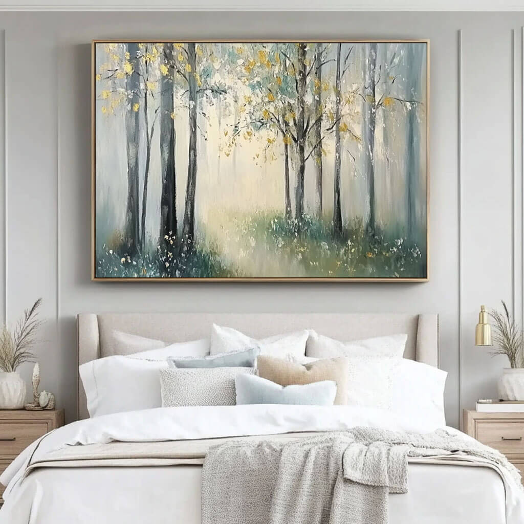 Misty Forest Wall Art - Tranquil Canvas Painting for Home Decor - Dream Forest I - Hues Art Lab