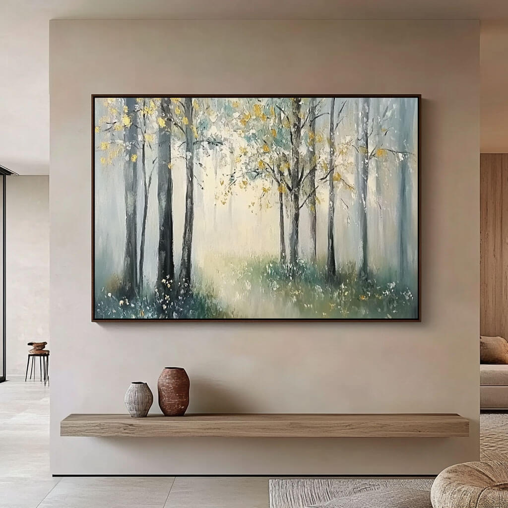 Misty Forest Wall Art - Tranquil Canvas Painting for Home Decor - Dream Forest I - Hues Art Lab