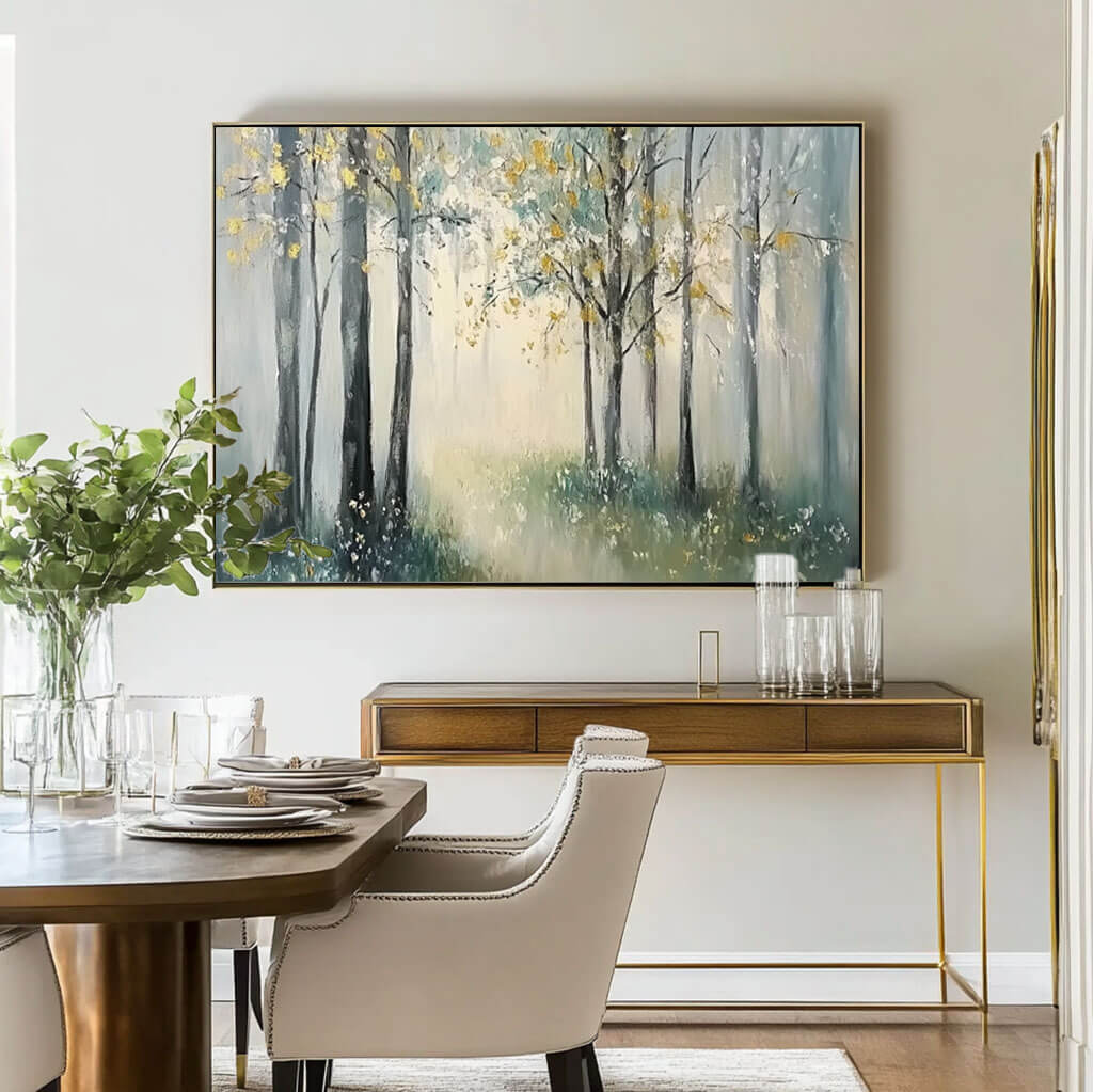 Misty Forest Wall Art - Tranquil Canvas Painting for Home Decor - Dream Forest I - Hues Art Lab