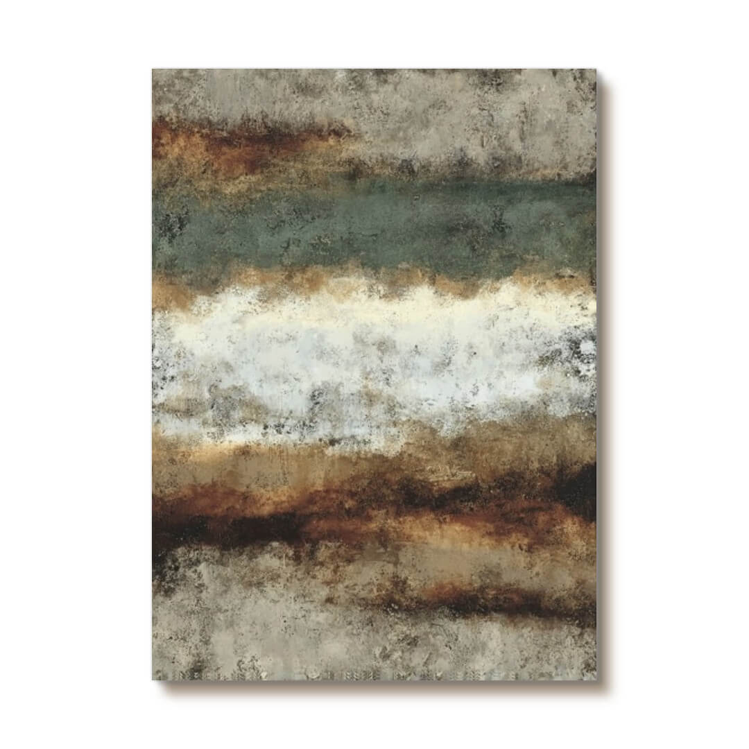 Modern Americana abstract wall art in earthy green and beige tones - Duet of the Earth I - Hues Art Lab