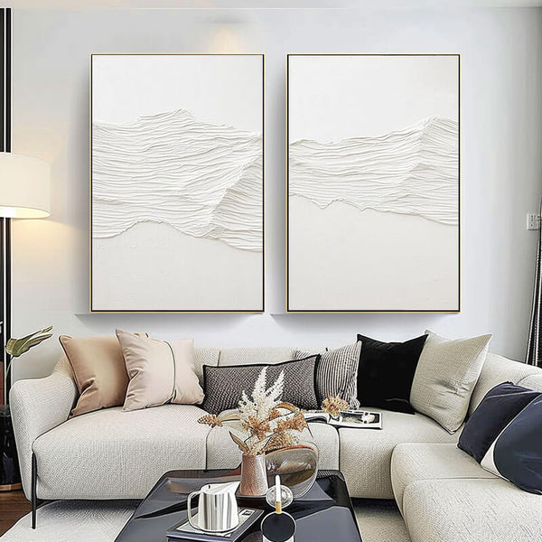 Abstract Minimalist Plaster Wall Art Set of 2 - Dune - Hues Art Lab