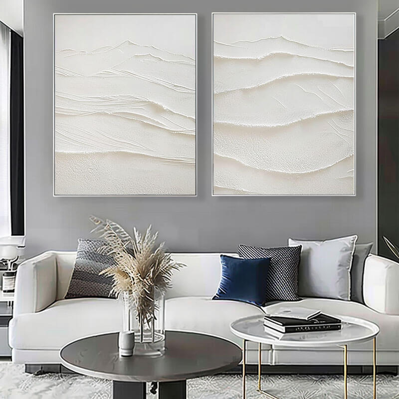 Abstract Minimalist Plaster Wall Art Set of 2 - Dune I - Hues Art Lab