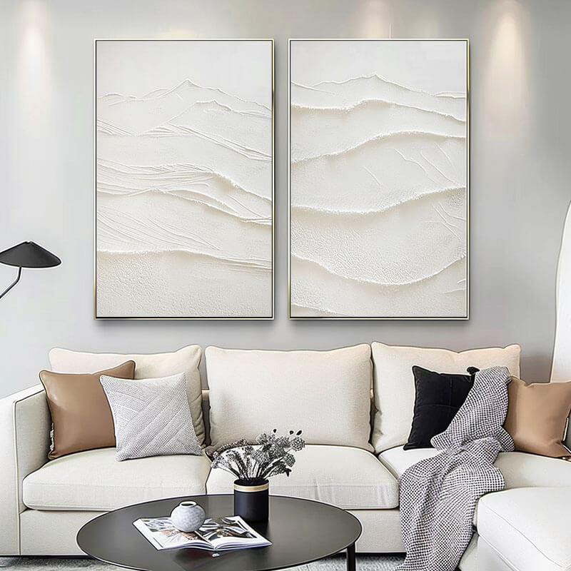 Abstract Minimalist Plaster Wall Art Set of 2 - Dune I - Hues Art Lab