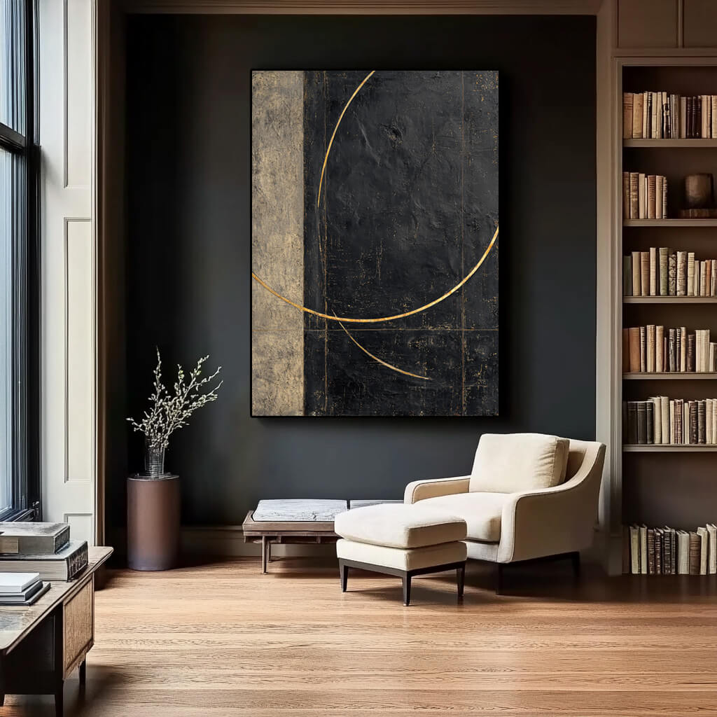 Black Gold Golden Arc Abstract Decor Art | Modern Luxury Texture Wall ...