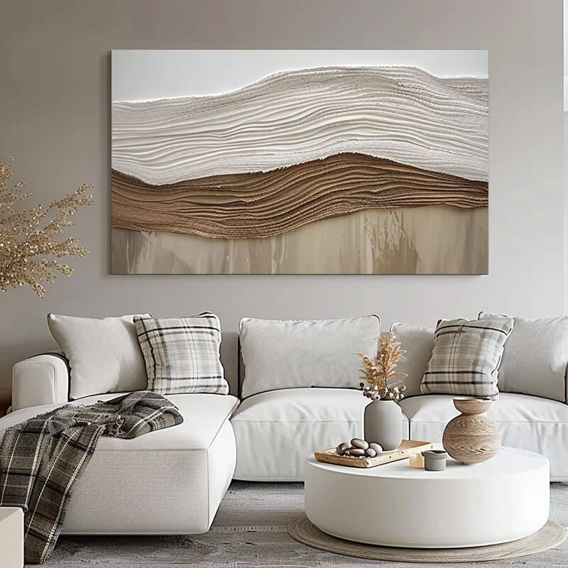 Brown Minimalist Abstract Wall Art Painting - Earthen Reverie - Hues Art Lab