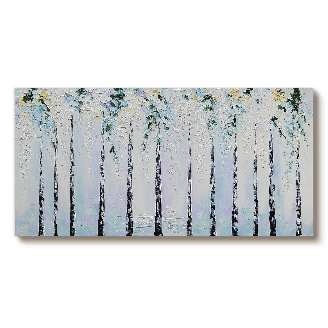 Elegy of the Birch Grove birch forest artwork with textured woodland depth