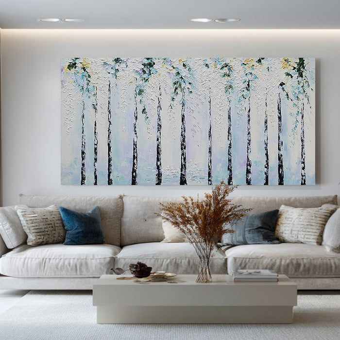 Elegy of the Birch Grove large birch wall art for nature inspired decor