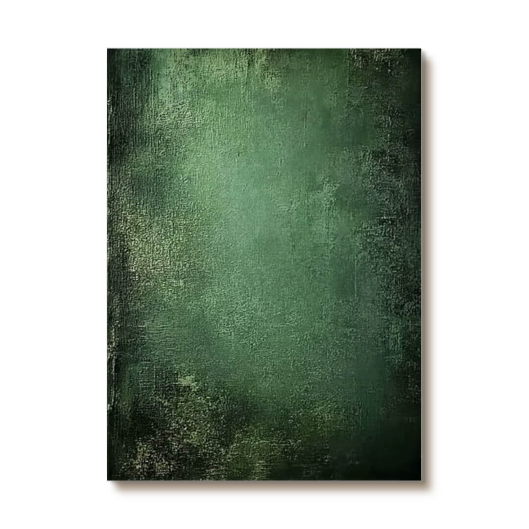 Emerald Wilderness I hand-painted moss green abstract canvas wall art