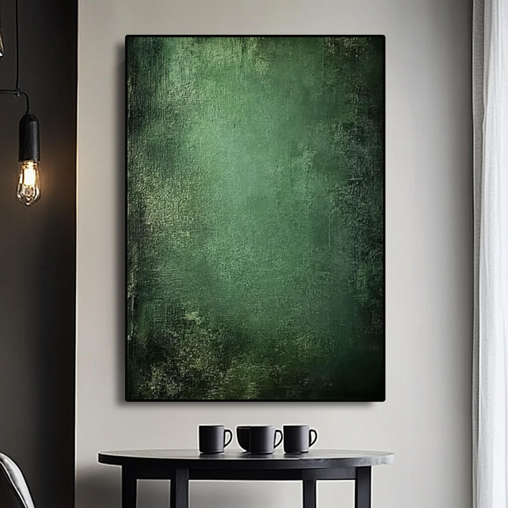 Emerald Wilderness I impasto-style green abstract wall art for living room