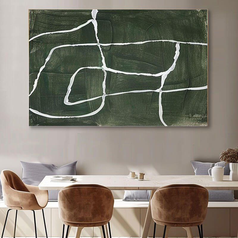 Green Modern Minimalist Textured Wall Art - Erase - Hues Art Lab