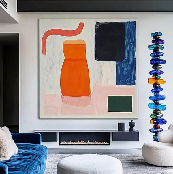 Contemporary Abstract Wall Art - Vibrant Shapes and Colors - Everything In Its Right Place - Hues Art Lab