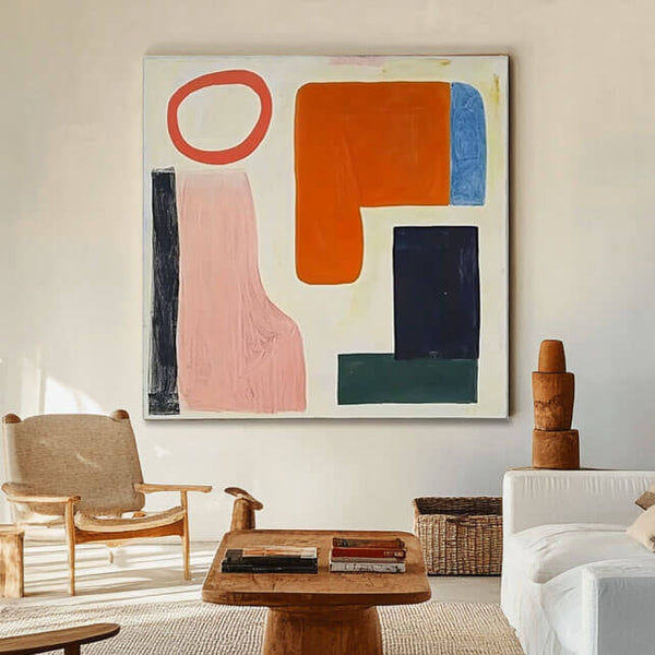 Playful Geometric Shapes Artwork - Vibrant Modern Canvas - Everything In Its Right Place I - Hues Art Lab