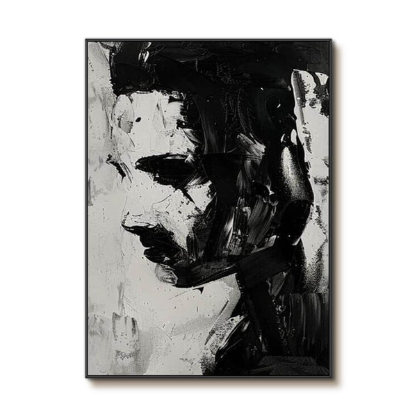 Black and White Abstract Wall Art Painting - Face I - Hues Art Lab