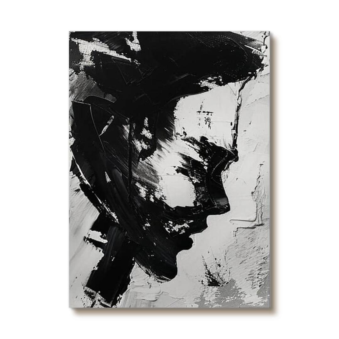 Black and White Abstract Wall Art Painting - Face II - Hues Art Lab