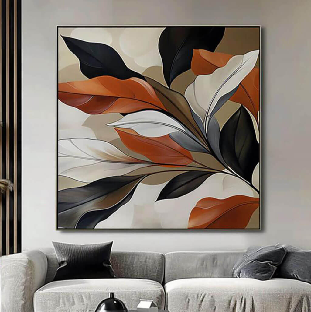 Modern Botanical Canvas Art Painting - Fall Palette - Hues Art Lab