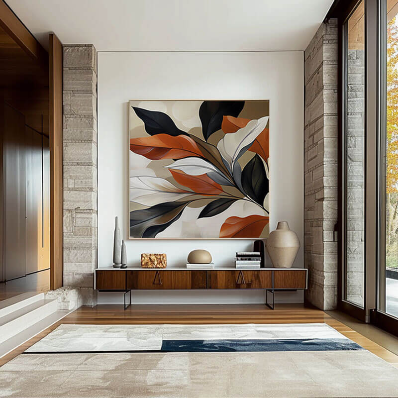 Modern Botanical Canvas Art Painting - Fall Palette - Hues Art Lab