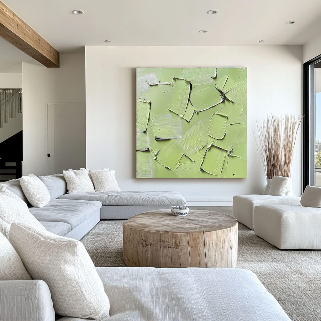 Green Minimalist Textured Wall Art - Field - Hues Art Lab