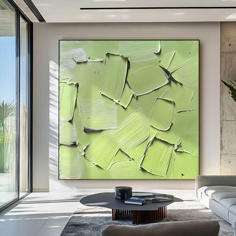 Green Minimalist Textured Wall Art - Field - Hues Art Lab