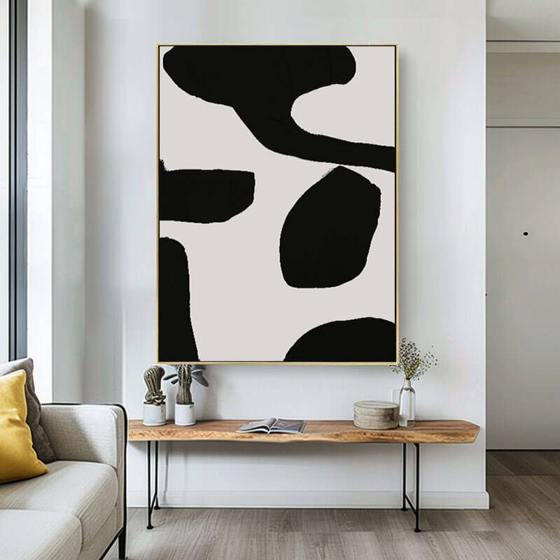 Black and White Abstract Art Painting - Float - Hues Art Lab