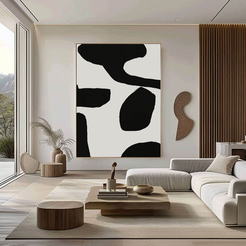 Black and White Abstract Art Painting - Float - Hues Art Lab